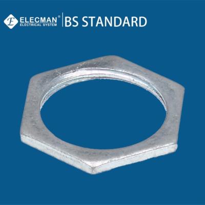 China BS4568 Hexagon Conduit Lock Ring Locknut Electrical 20mm-32mm Galvanized Light Steel for sale