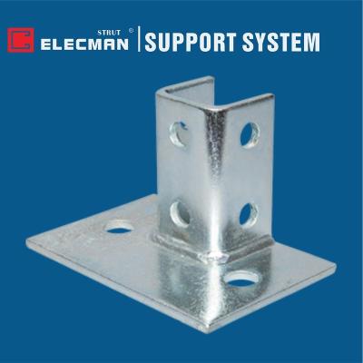 China Single Channel Square Flanged 2 Hole Strut Base Galvanized Stainless Steel for sale