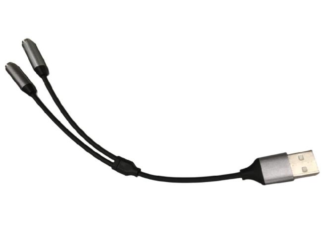 Professional Cable Assembly Factory One USB to Two 3.5 mm Headphone Jack Adapter Y Splitter Charging Cable