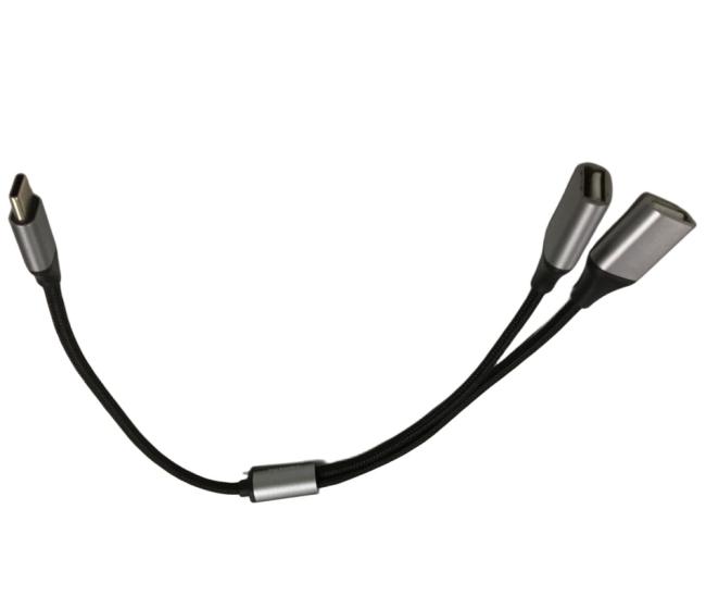 Professional Cable Assembly Factory One USB to Two 3.5 mm Headphone Jack Adapter Y Splitter Charging Cable