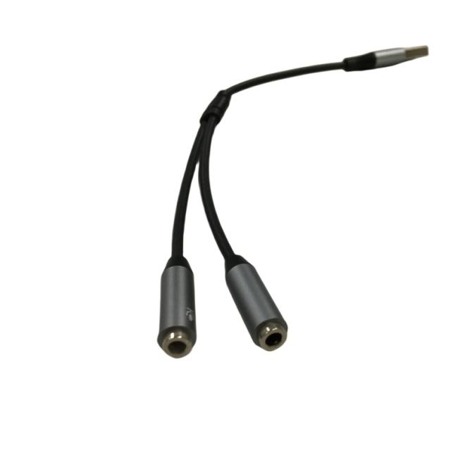 Professional Cable Assembly Factory One USB to Two 3.5 mm Headphone Jack Adapter Y Splitter Charging Cable