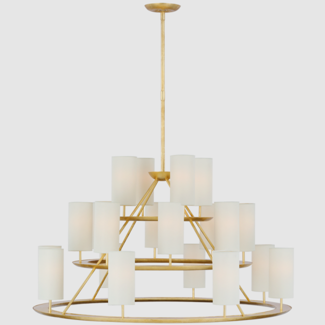 Detailed view of brass chandelier construction