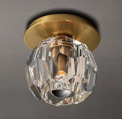 China Lacquered Burnished Brushed Brass And Glass Flush Mount Ceiling Light 110-120V for sale