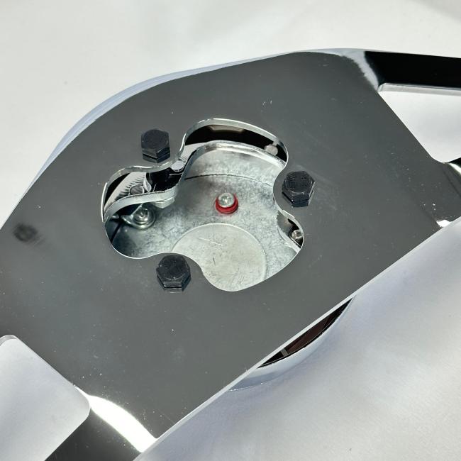 Truck wood steering wheel mounted in vehicle interior demonstration
