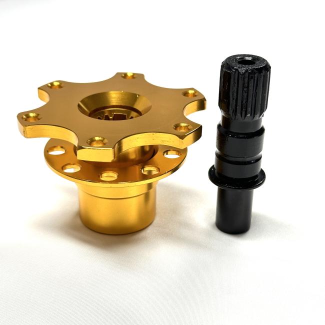 Universal Weld-on 6 Bolt Quick Release for Racing Steering Wheels - installation view