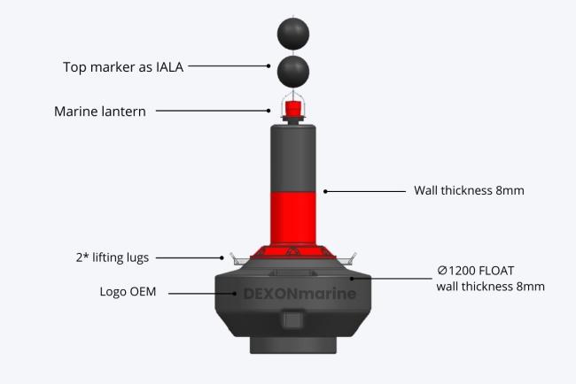 Isolated danger marine buoy