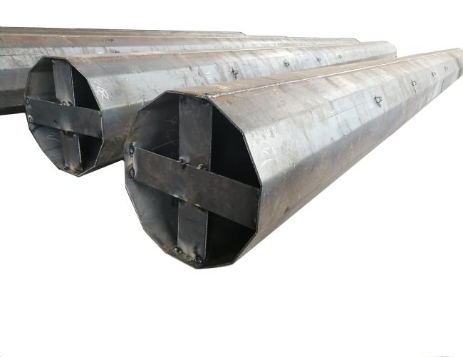 Close-up view of 12-sided steel pole construction