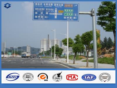 China Q235 steel material 3mm Road Sign Traffic Signal Pole With Single / Double Outreach Arms for sale