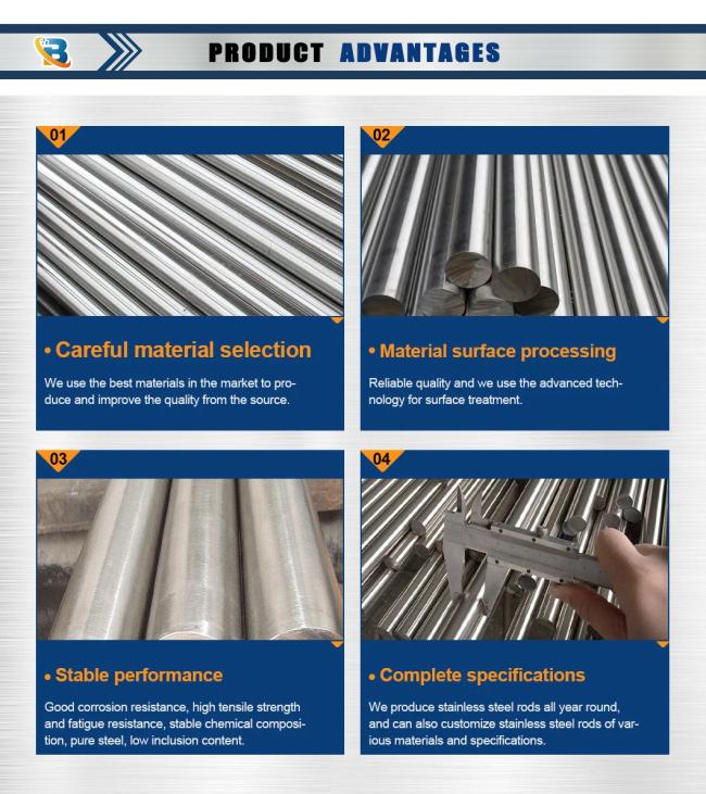 Stainless Steel Rod 201 Stainless Steel Bright Round Rod Carbon Steel Rod Copper Rod Aluminum Rod Mirror Surface 2b Seamless
