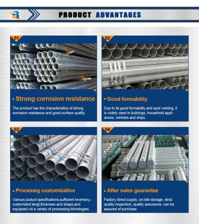 China Factory DN15~DN200 Hot DIP Galvanized Welded Steel Pipe Round Pipe