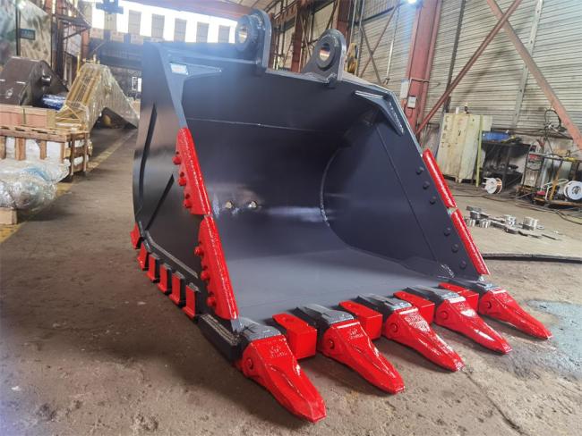 Excavator bucket side profile showing construction