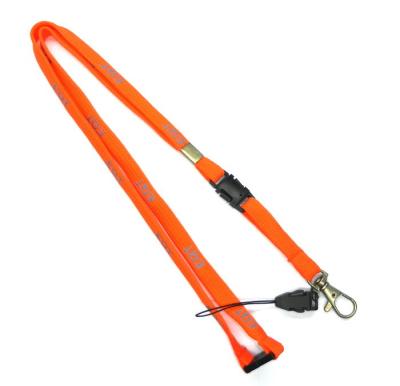 China White Color Logo Polyester Reflective Lanyard , Silk Screen Lanyards With Metal Hook for sale