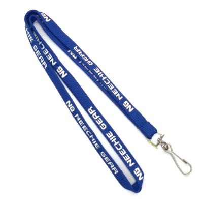China Blue 1 Side Ribbon Reflective Flat Lanyards For Exhibition Card / Sport Games for sale