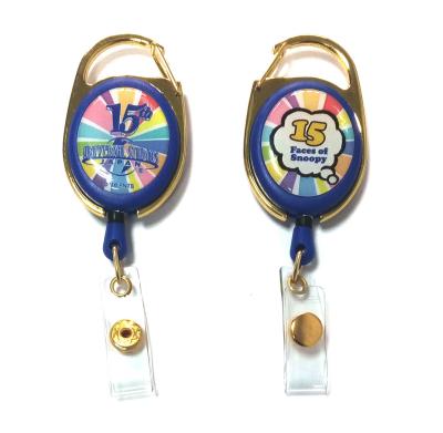 China Epoxy Logo Dome Oval Custom Retractable Badge Reels , Badge Reel Clips for sale