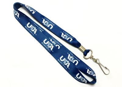 China Dark Blue Logo Dye Sublimation Lanyards Clamp J Hook Attachments Heat Transfer Print for sale