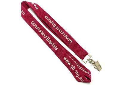 China Dark Red Breakaway Neck Lanyards Metal Clip New Brand Website Printing Promotional Gift for sale