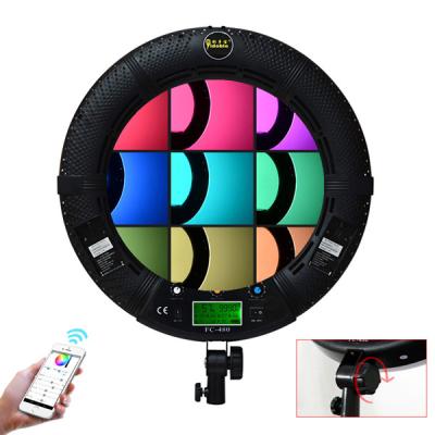 China Remote Control 18 Inch LED Ring Light Portable Full CCT 2800 9990K Makeup Kit With Mirror for sale