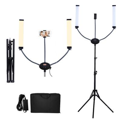 China 48W 4800lm Double Arms LED Fill Light Eyelash Extensions Professional Tripod Stand for sale