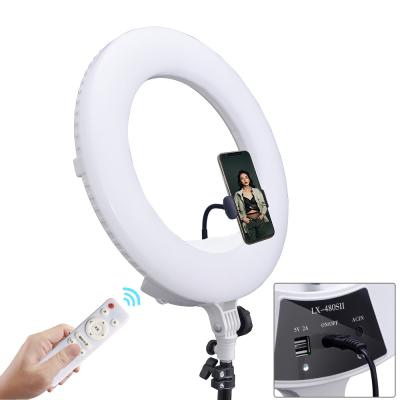 China 3200K-5500K Bi Color Cordless Ring Light Battery Operated 48W Makeup Circle Light Factory Price for sale