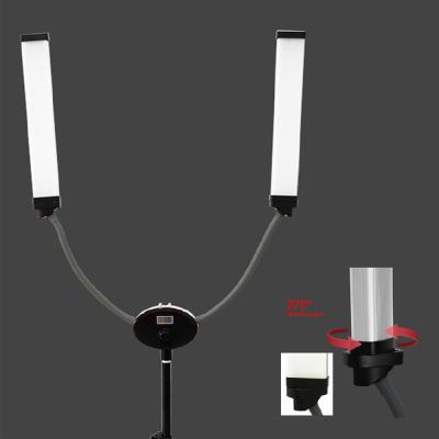China Bi Color 3200k 5500k Double Arms LED Fill Light 50w Foldable Vlogging Kit With Phone Holder for sale