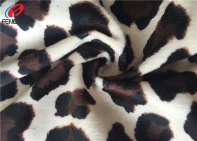 China Tapicería de la tela del terciopelo del poliéster de Velboa de la felpa del estampado leopardo cepillada en un lado en venta