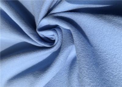 China 200GSM Warp Knitted Brushed Poly Tricot Fabric Blue Colour For Garment for sale