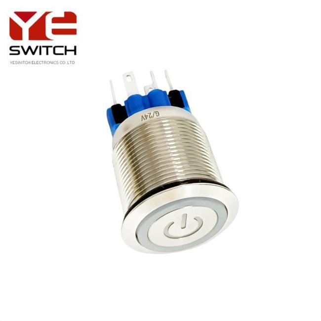 Yeswitch 22mm Illuminated Sealed Anti-Vandal Metal Push Button Switch