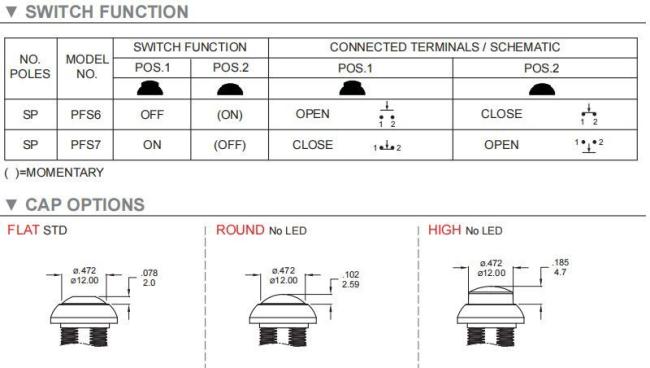 12mm Sub-Miniature Waterproof Momentary Push Button Switch