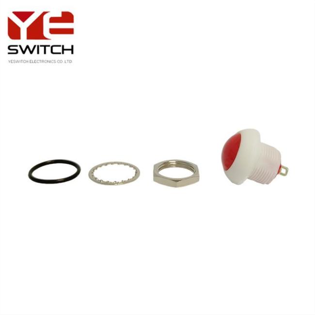 Yeswitch 12mm Reset White Waterproof Push Button Switch