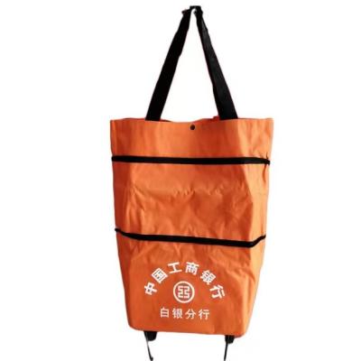 China Folding 600D  Fabric Shopping Bags Tote Wheel  Bag Size Can Extend for sale