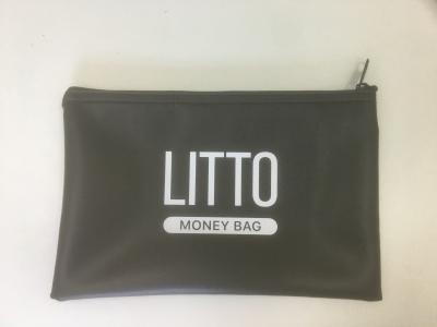 China Black PVC Pu Leather Zipper Bank Bags Recyclable For Coins Money for sale