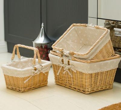 China Handmade Natural Willow Wicker Picnic Basket Cheap Lunch Bags Hot sale products Outdoor Lunch Basket for sale