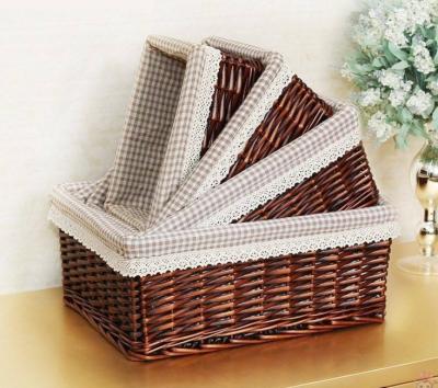 China Hand Woven Decoration Organizer Rattan Willow Wicker Cutlery Fruit Storage Tray Home Decoractions Win Boxes basket for sale