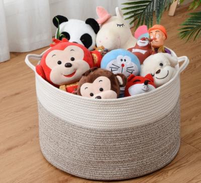 China OEM Home Center Decoration Easter Woven Big Blue Cotton Rope Baby Storage Organizer Empty Toys Gifts Clothes Laundry Bas for sale