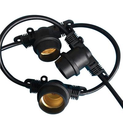 China Black 48ft Waterproof Decorative String Lighting Vintage 15 Heads E26 E27 Sockets for sale