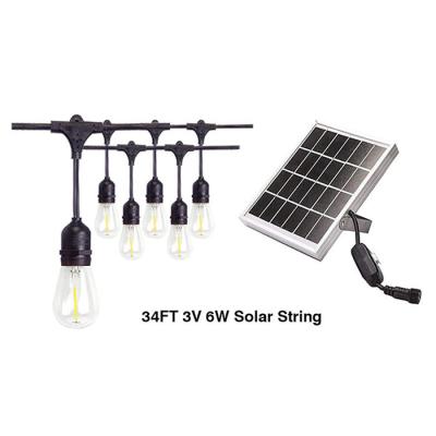 China 3v 6w 34ft Outdoor Solar LED String Lights For Garden E27 LED Filament Bulbs For Decoration for sale