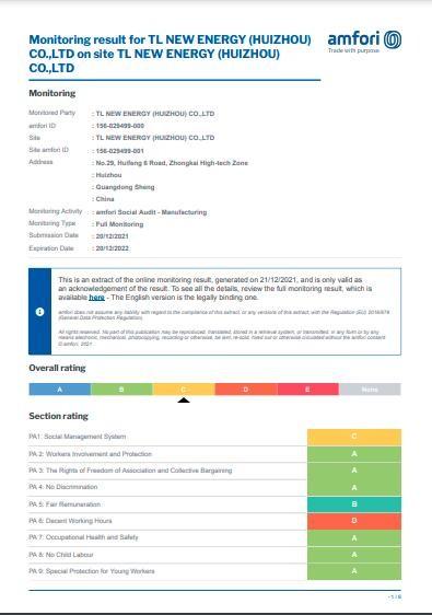 BSCI - Shenzhen TL New Energy Co.,Ltd