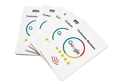 China Programmable logo plastic smart card nfc business map id contactless tappable rfid social media google review card for sale