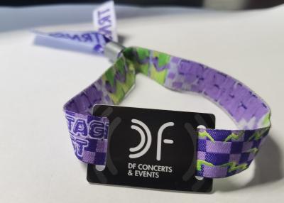 China Fabric Print Woven RFID Wristband Disposable 125Khz 13.56mhz UHF As Ticket For Event for sale