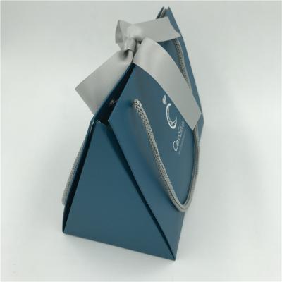 China .Custom Print Shopping Gift Foldable Paper Bags Dark Blue With Your Own Logo for sale