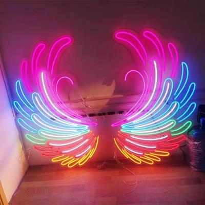 China Big Angel Wings Neon Sign Eye-catching Party Event Decoration with Marquee Letters for sale