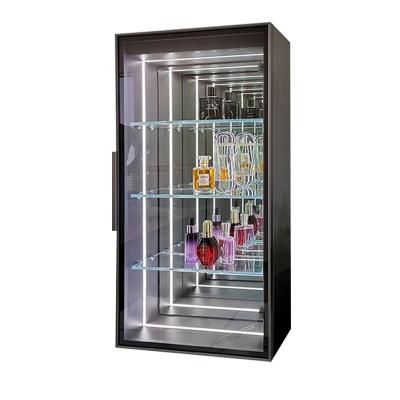 China Customized Home Wine Cabinet Model Decorative Storage Wall Hanging Abyss Mirror Lighting Glass Cabinet for sale