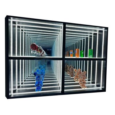 China Indoor and Outdoor LED Infinity Mirror Lights Display Case with Customized Thickness for sale
