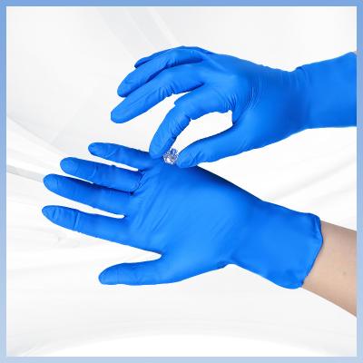 China Los azules marinos texturizados pulverizan guantes estéril del nitrilo de los guantes libres del nitrilo en venta