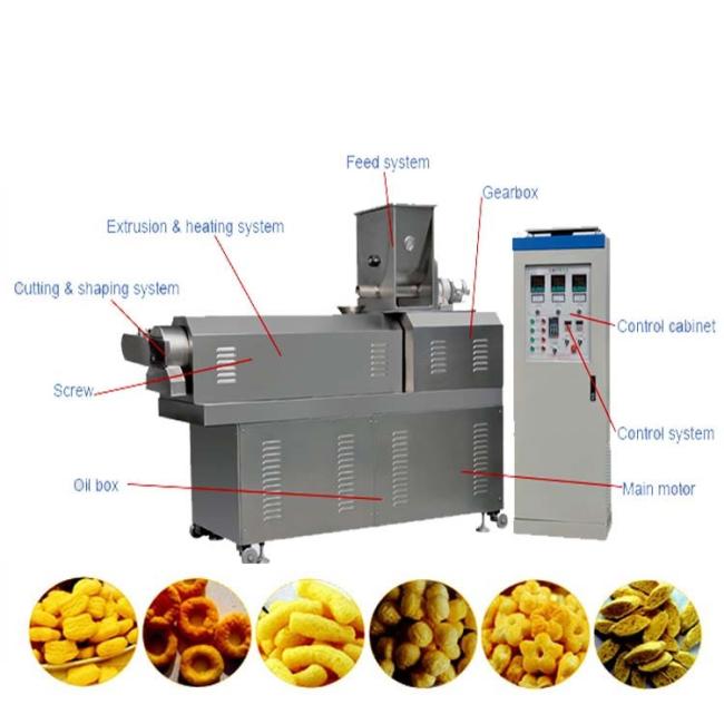 Industrial Quality Rings Balls Corn Puffing Food Production Manufacturing Line Twin Screw Snacks Chips Extruder Machine Plant Direct Puff Snack Making Machinery