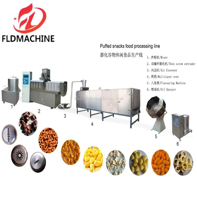 Automatic 200 to 250kg Per H Puffed Corn Food Extruder Machine Extrusion Snack Doughnut Production Line