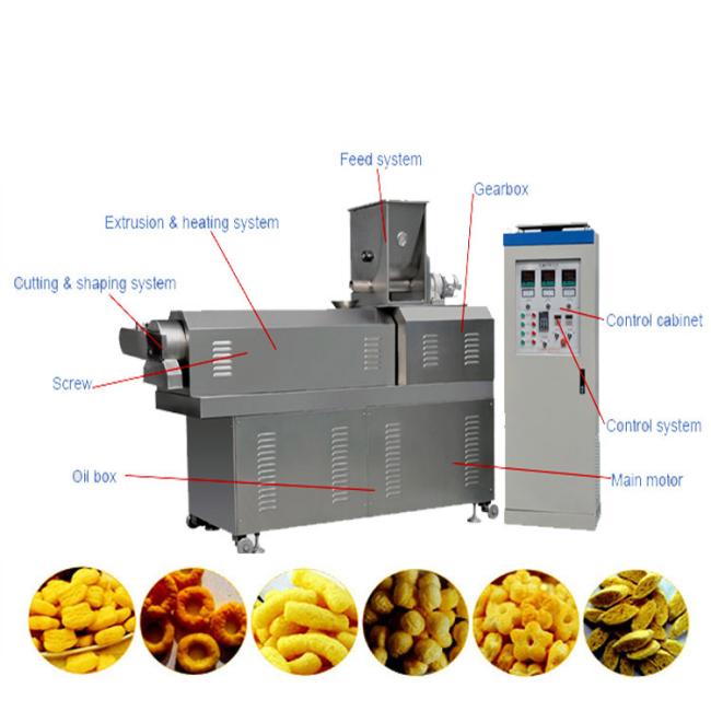Corn Puffing Snacks Twin Screw Extruder Seasoning Snacks Production Line