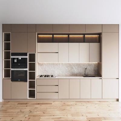 China Beige Modern Contemporary EB Board Kitchen Cabinet With Sleek Design Customized for sale