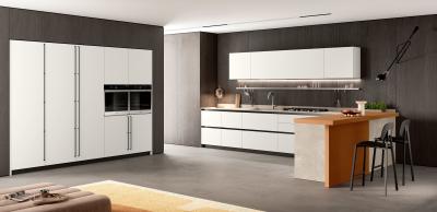 China Customized White Lacquer Kitchen Cabinets Modern Kitchen System L Shaped for sale