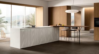 Китай Деревянные классические белые кухонные шкафы Кухонная мебель на заказ с столом продается